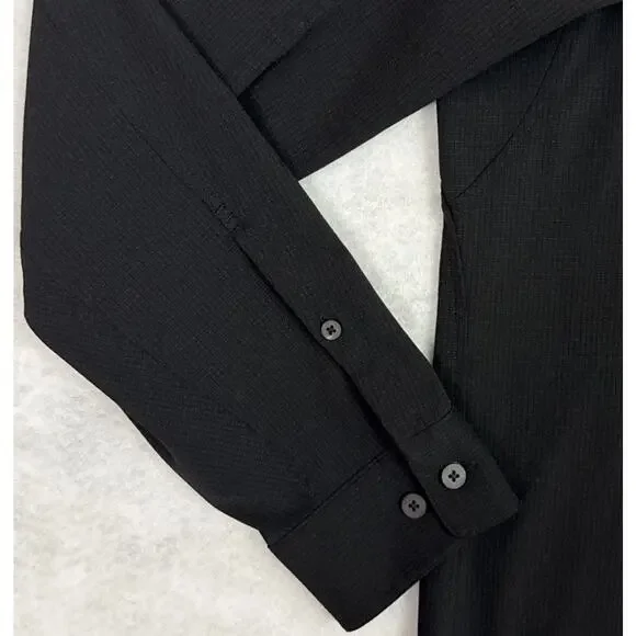 Lululemon Mens Large Airing Easy Long Sleeve Shirt Black Vented Performance - Picture 8 of 9